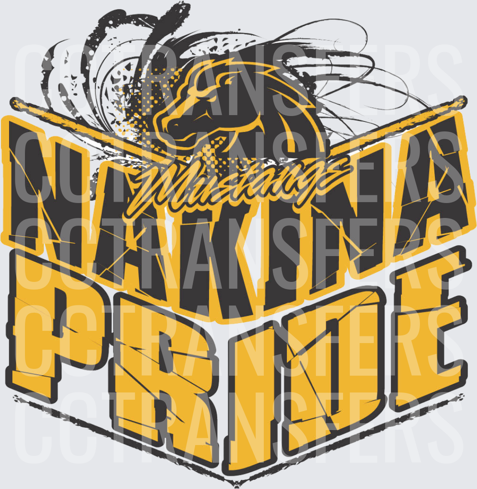 Nakina Pride Mustangs Bold Gold Mascot Logo (DTF)