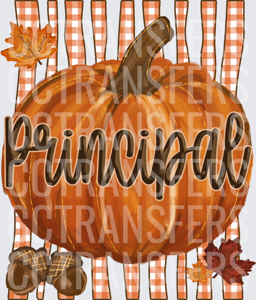 Fall Pumpkin Principal Script with Autumn Leaves and Acorns (DTF)