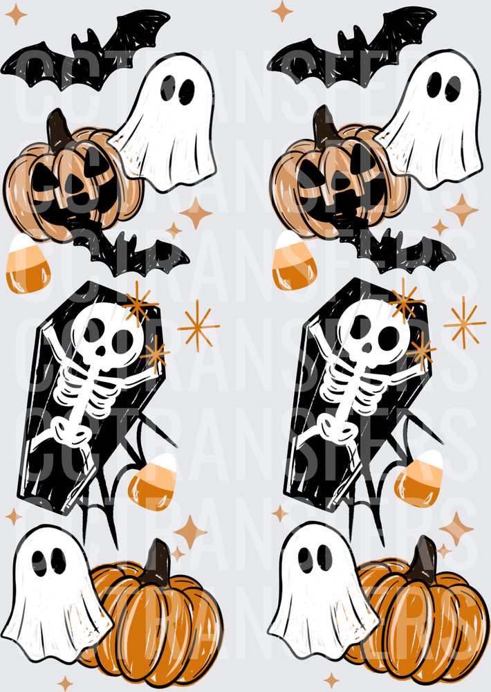 Spooky Halloween Ghost Skeleton Pumpkin Bat Bundle (DTF)