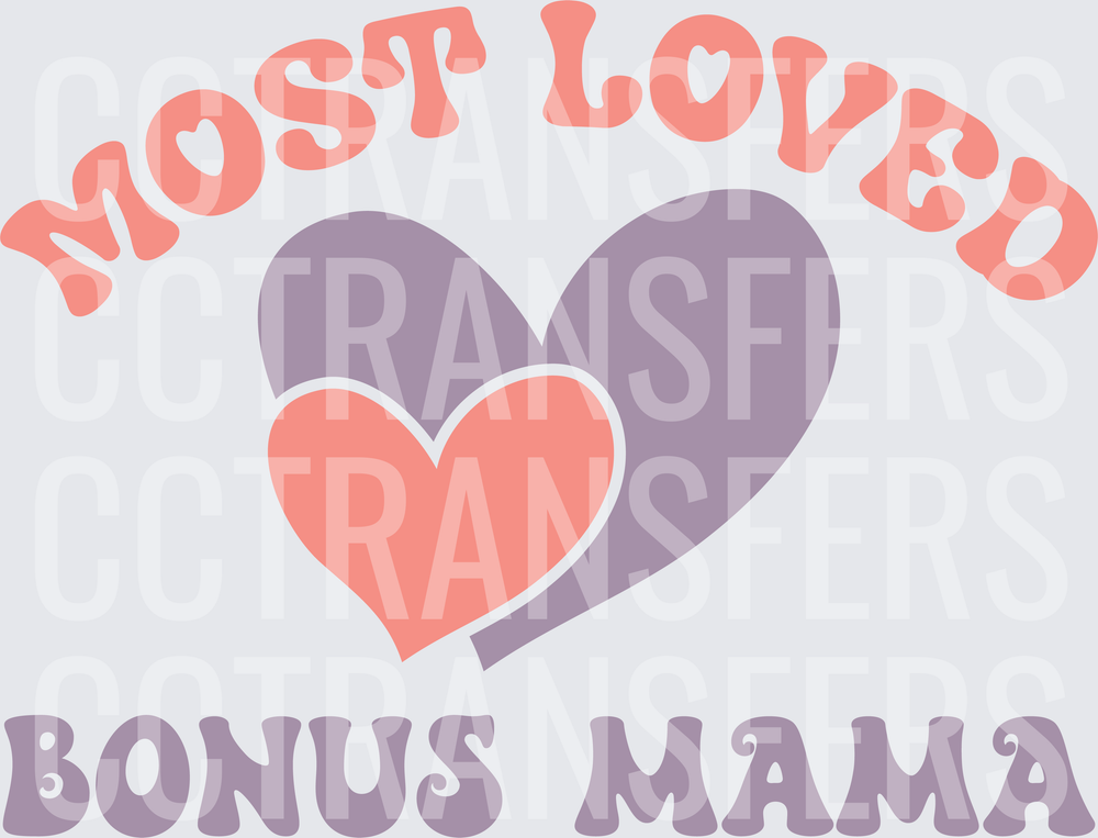 Most Loved Bonus Mama Double Hearts Retro (DTF)