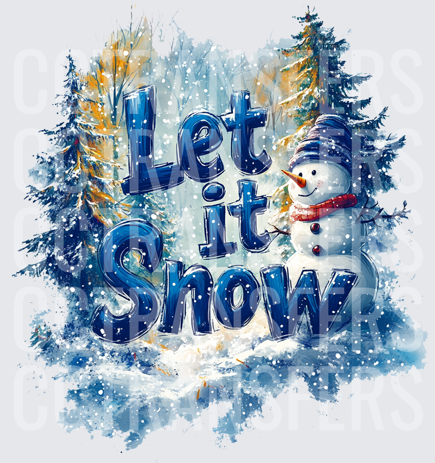 Let It Snow Snowman Winter Wonderland Scene (DTF)