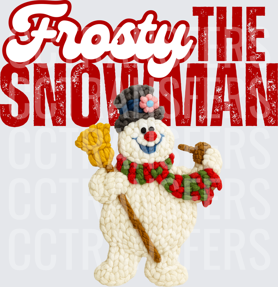 Frosty The Snowman Crochet Knit Style Holiday Design (DTF)
