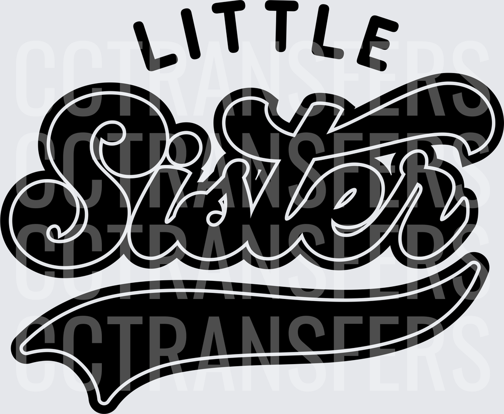 Little Sister Bold Retro Script Swoosh (DTF)