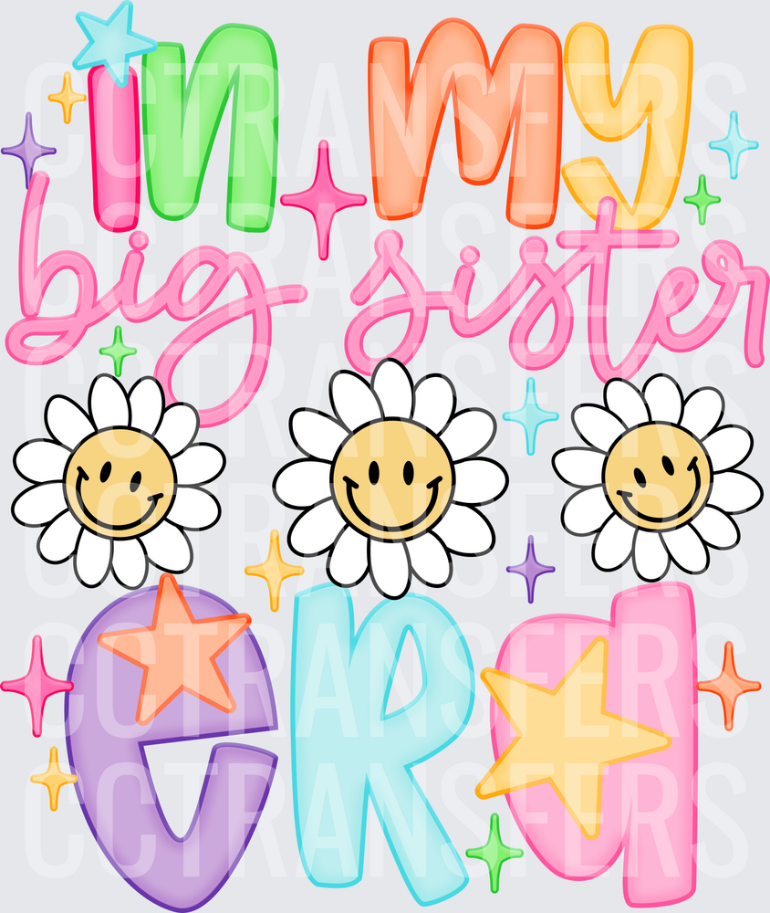 In My Big Sister Era Smiley Daisy Flowers Stars (DTF)