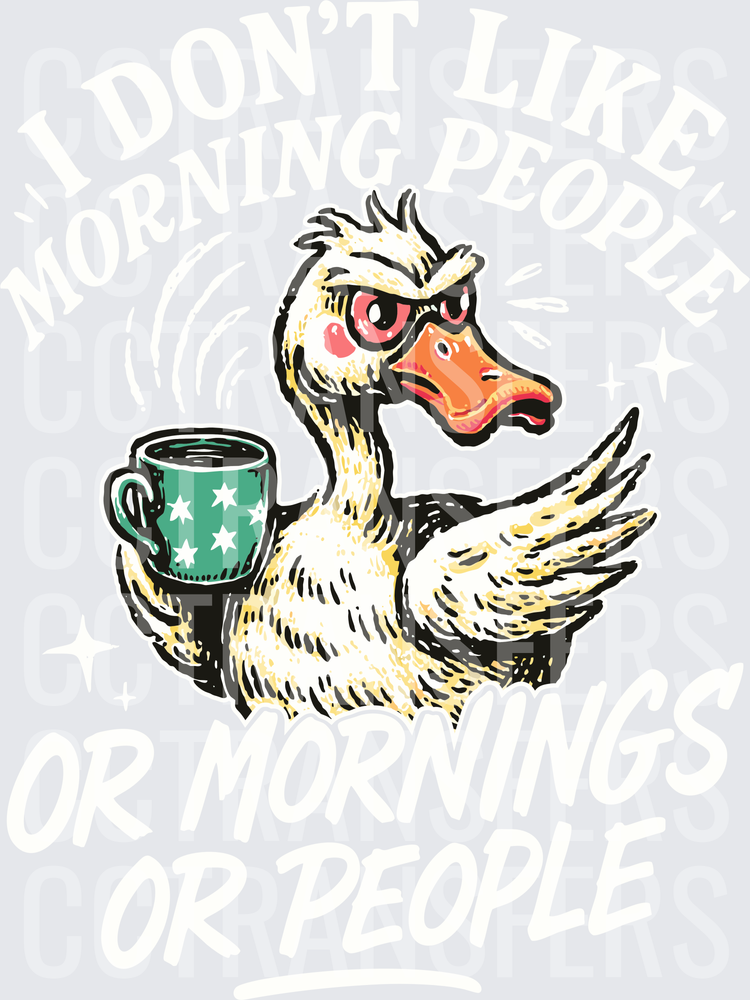 Grumpy Duck Holding Star Mug Coffee Lover (DTF)