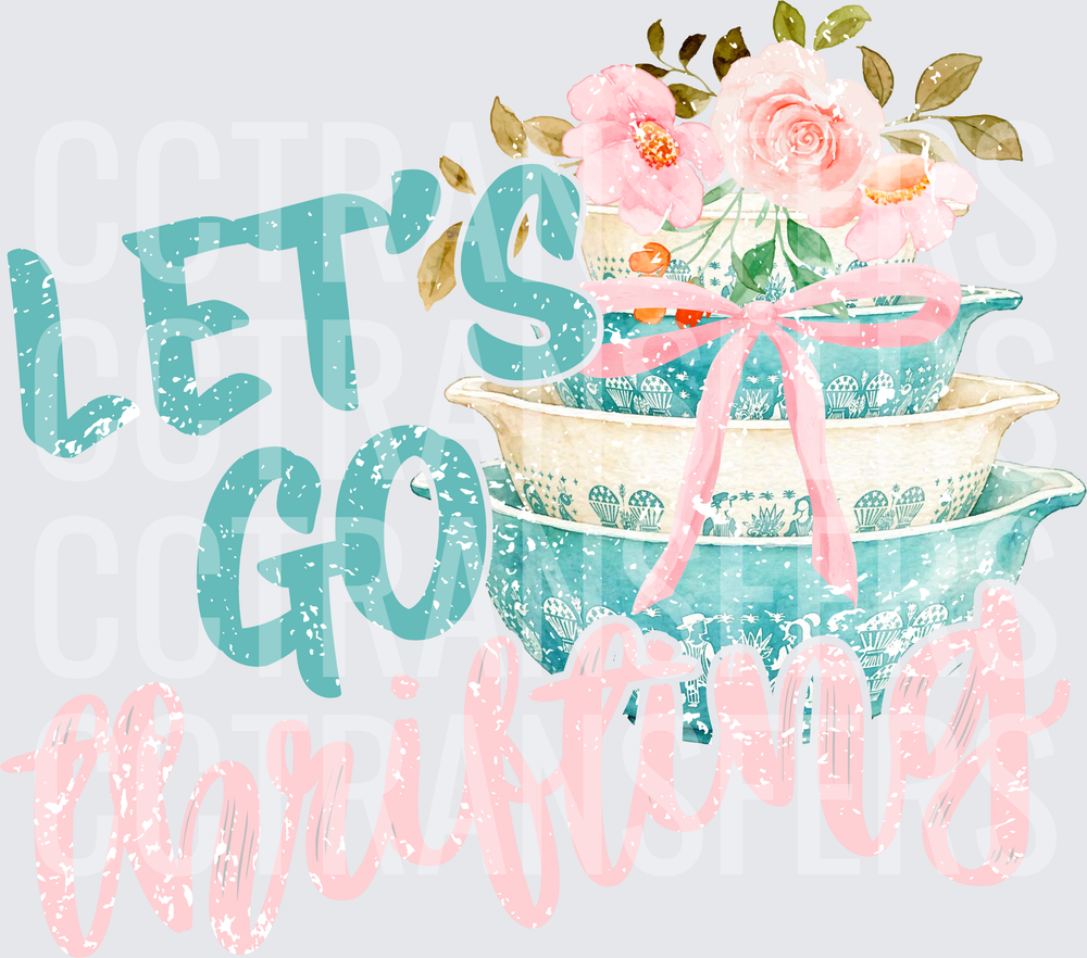 Let's Go Thrifting Vintage Stacked Bowls Floral (DTF)