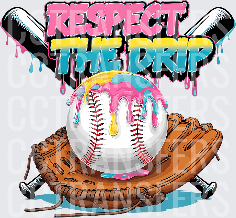 Respect The Drip Baseball Glove Crossed Bats Drip (DTF)