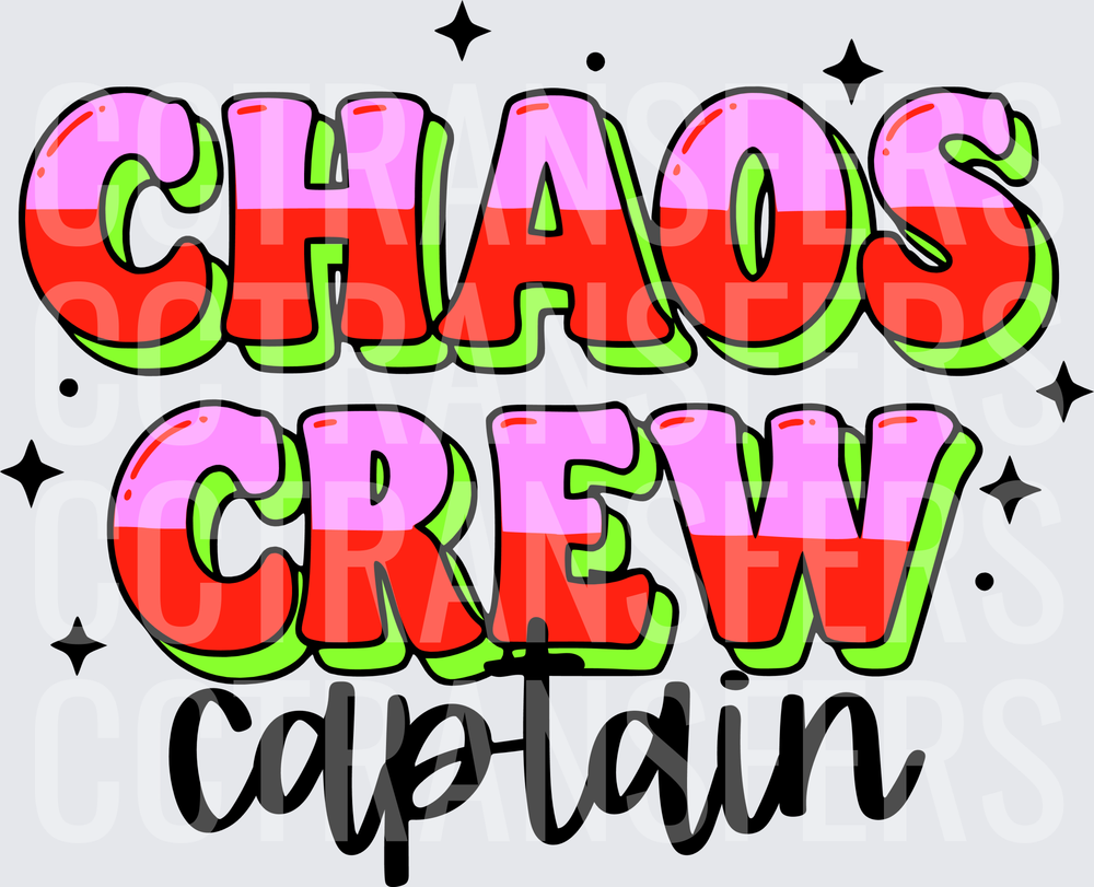 Chaos Crew Captain Bold Retro Text Design (DTF)