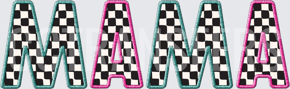 Checkered MAMA Embroidered Patch Style Letters (DTF)