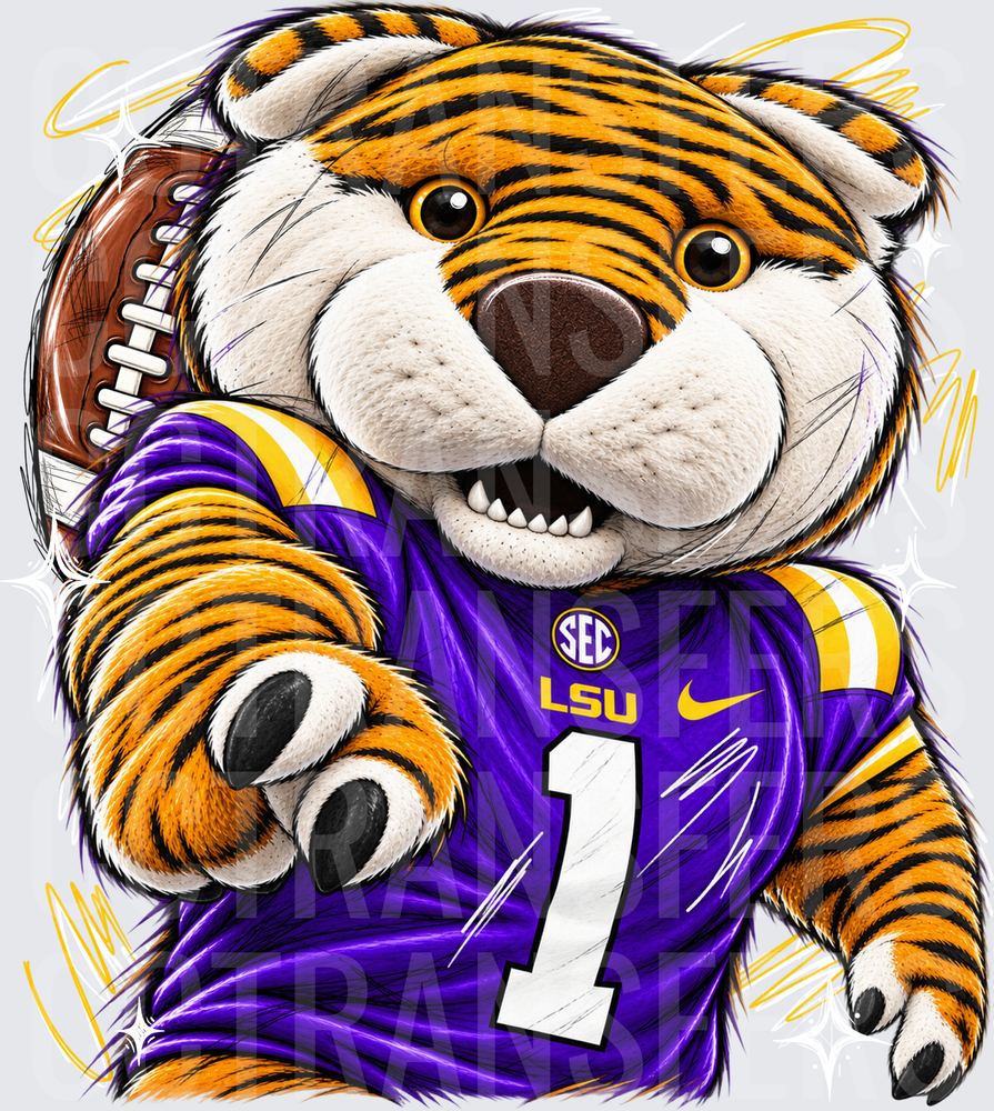 Purple Gold Tiger Football SEC LSU #1 Jersey (DTF)