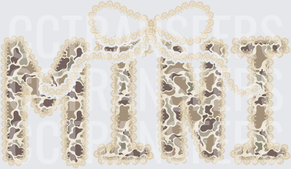 Mimi Camo Lace Bow Lettering (DTF)
