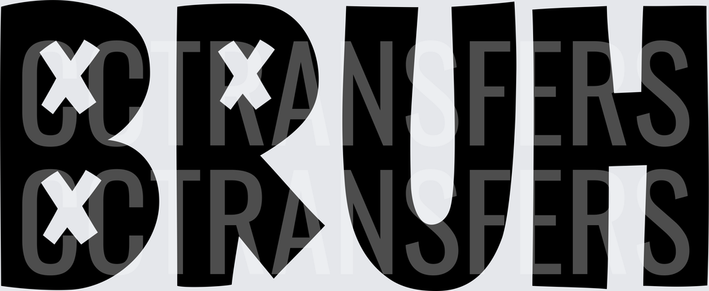 Bold BRUH Text with X Eyes Cartoon Letters (DTF)