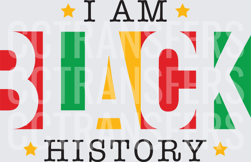 I Am Black History Bold Red Green Gold Letter Design (DTF)