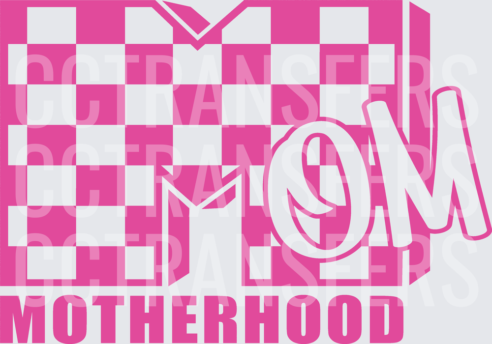 Pink Checkered MOM Motherhood Logo Parody (DTF)