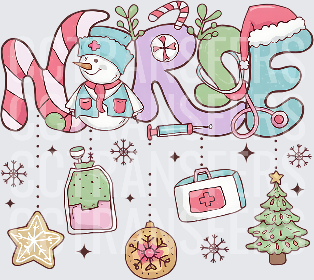 Christmas Nurse Snowman Stethoscope Holiday Icons (DTF)