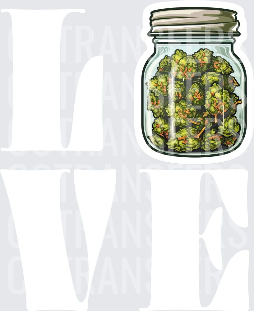 Mason Jar Packed With Cannabis Buds Illustration (DTF)