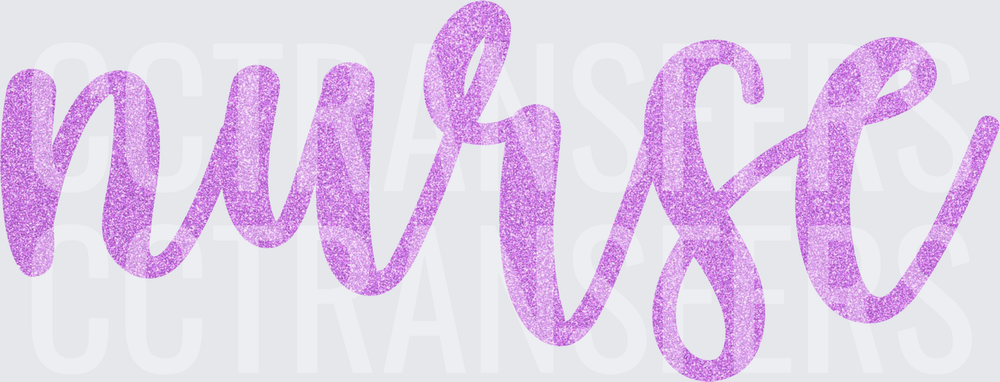 Glitter Purple Cursive Nurse Script (DTF)