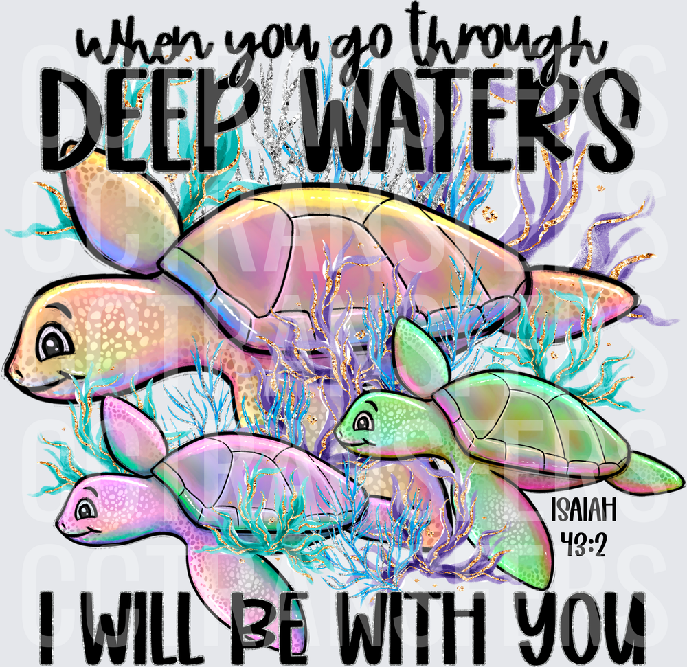 When You Go Through Deep Waters Sea Turtles Isaiah 43:2 (DTF)