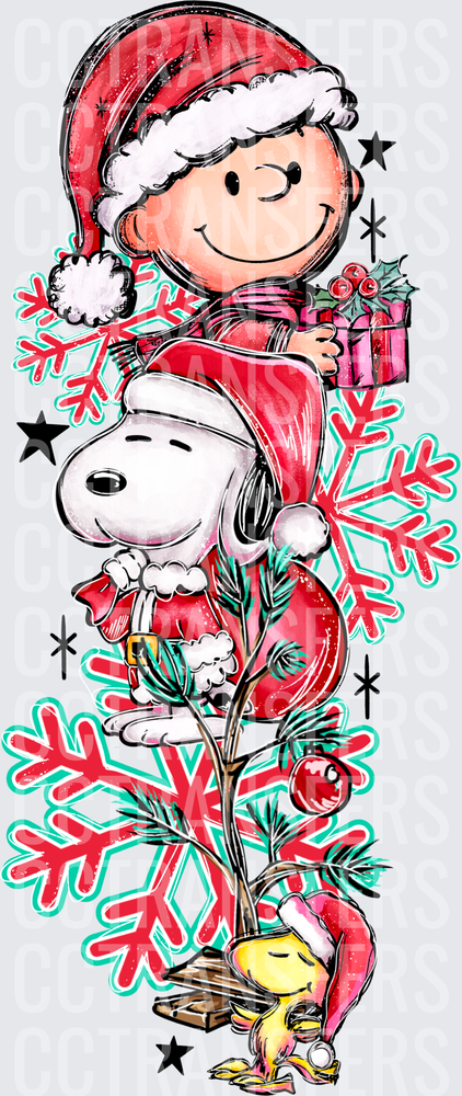 Christmas Cartoon Dog Boy & Bird Santa Stack Snowflakes (DTF)