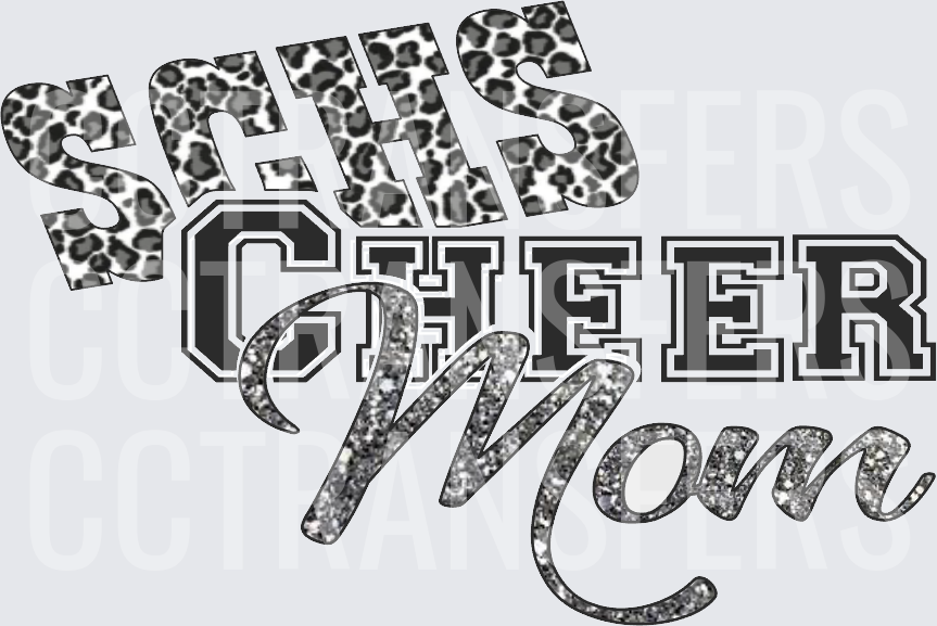 SCHS Cheer Mom Leopard Glitter Varsity Letters (DTF)