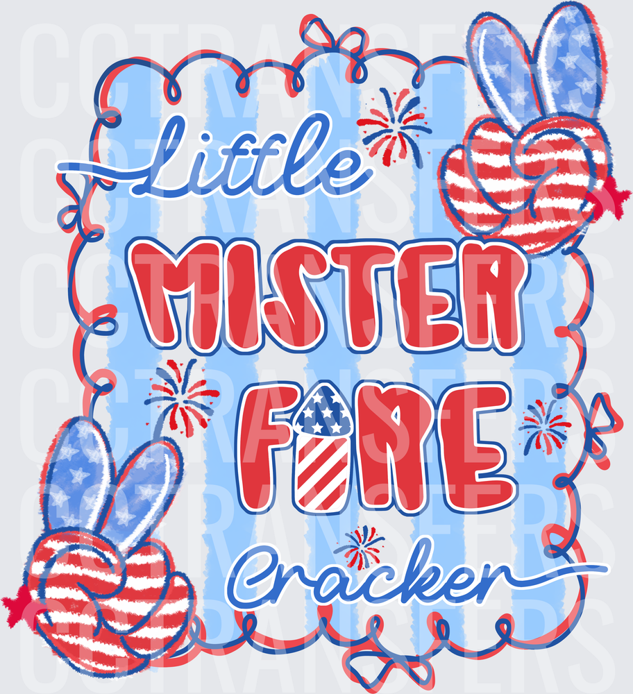 Little Mister Fire Cracker Patriotic Bunny (DTF)