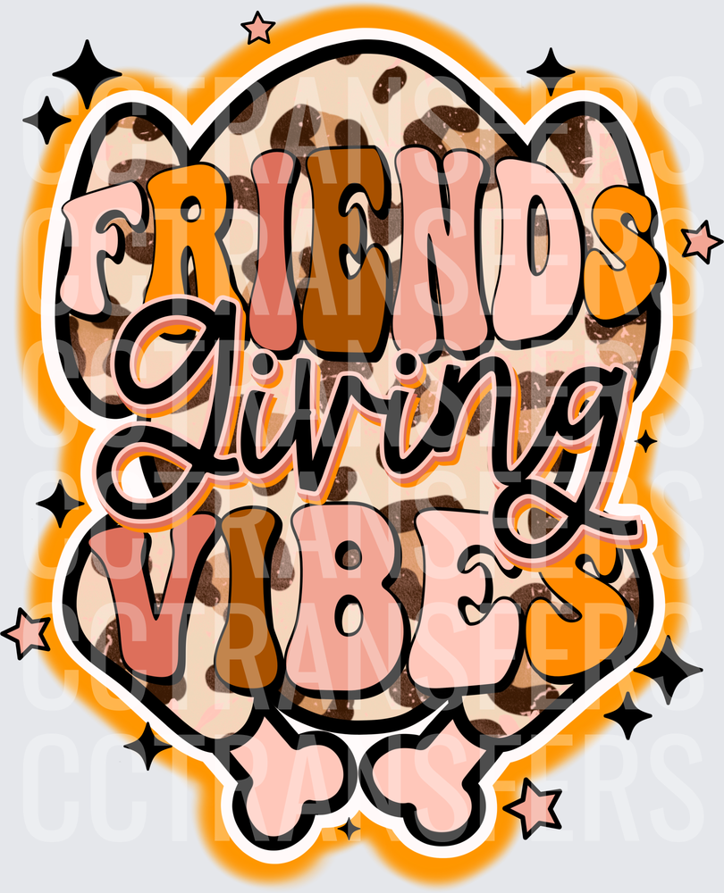 Friendsgiving Vibes Retro Leopard Print Groovy (DTF)