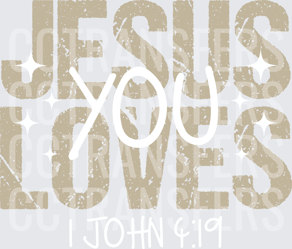 Jesus Loves Distressed Vintage Bold Text (DTF)