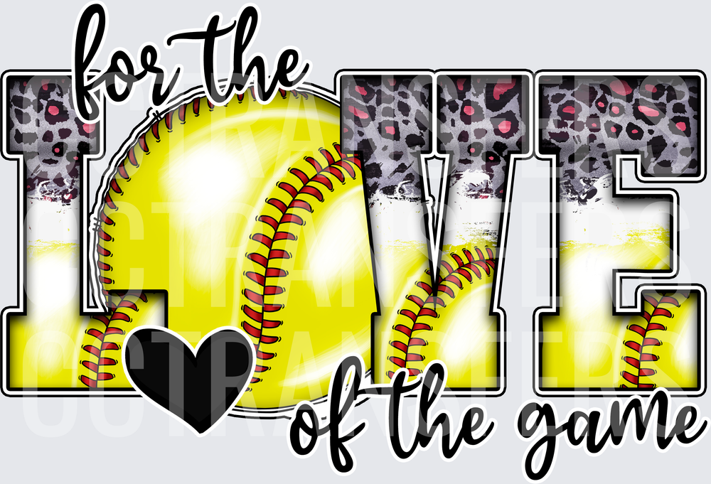 For the Love of the Game Softball Leopard Heart (DTF)