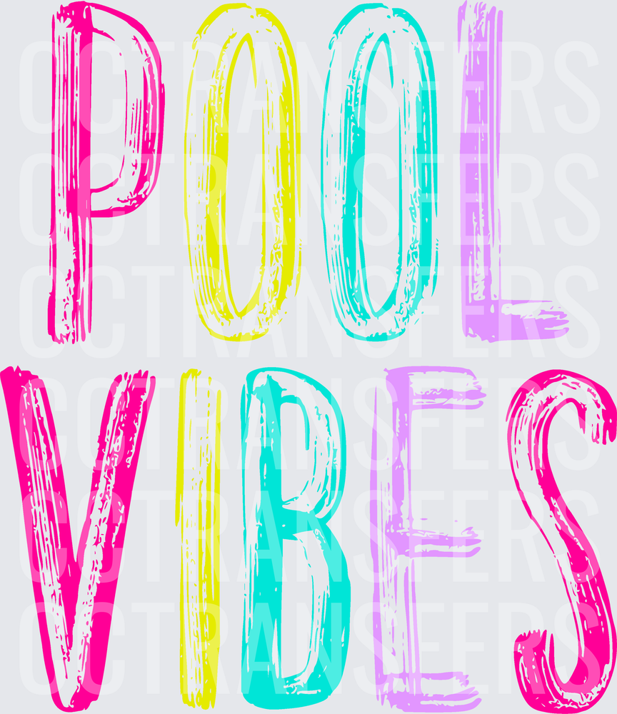 Pool Vibes Bold Colorful Brush Lettering (DTF)