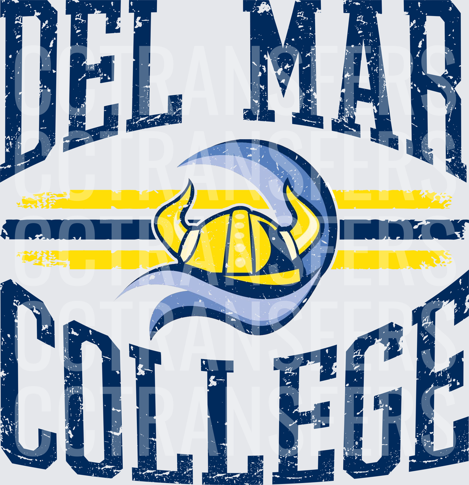 Distressed Viking Helmet Waves College Arch Lettering (DTF)