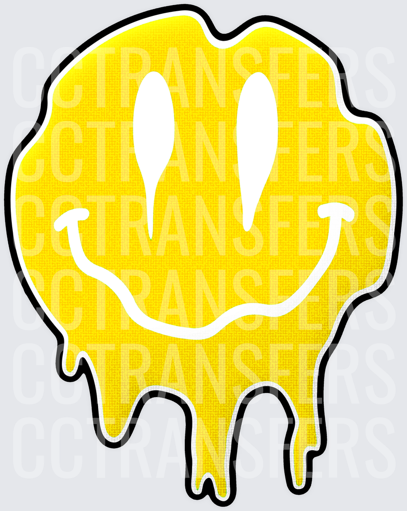 Yellow Melting Drip Smiley Face (DTF)