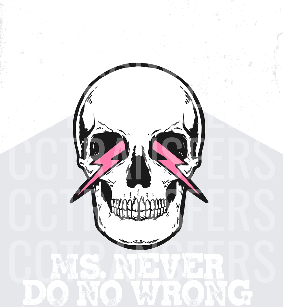 Skull with Pink Lightning Bolt Eyes Rock Glam (DTF)