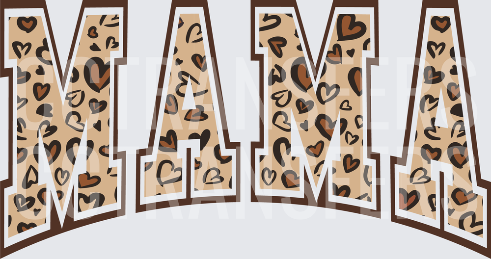 Mama Varsity Letter Leopard Heart Print (DTF)