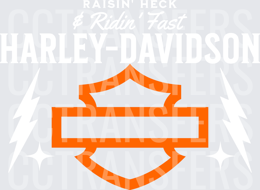 Orange Bar and Shield Motorcycle Emblem Outline (DTF)