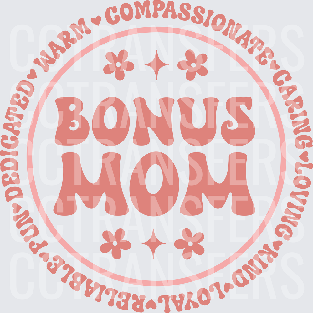 Bonus Mom Retro Circle Floral Badge DTF