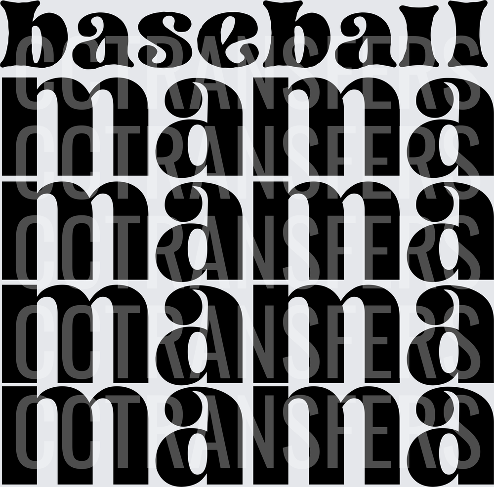 Baseball Mama Stacked Bold Retro Typography (DTF)