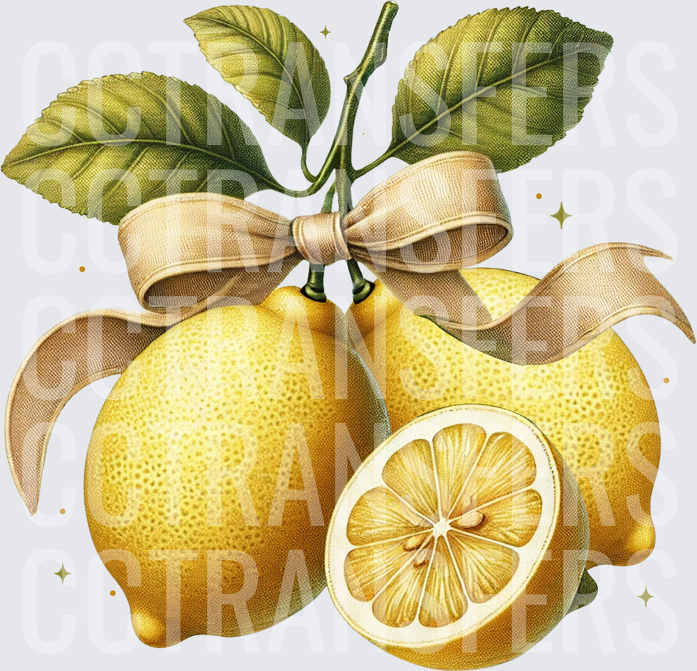 Vintage Lemon Cluster with Bow and Sparkles (DTF)