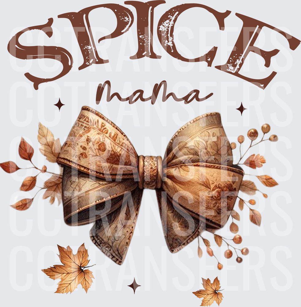 Spice Mama Fall Bow Autumn Leaves (DTF)