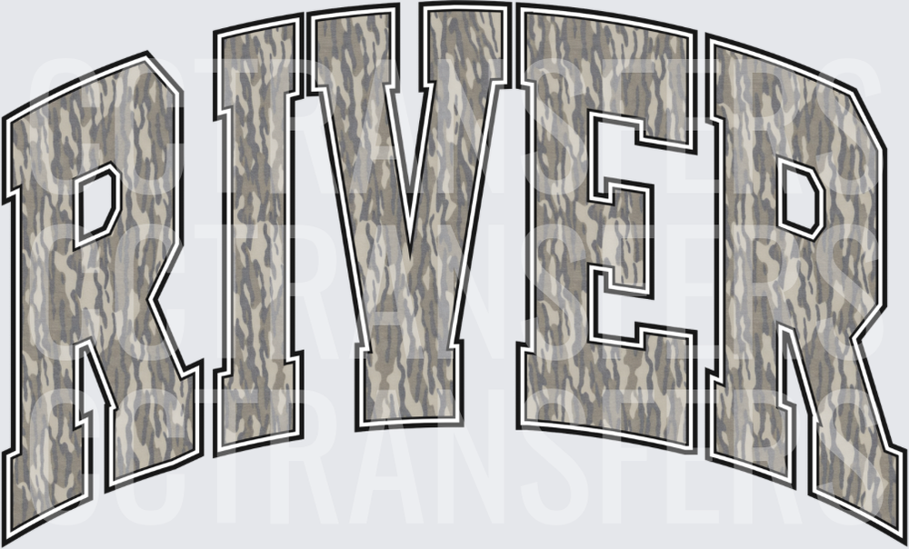Arched RIVER Camo Fill Varsity Bold Letters (DTF)