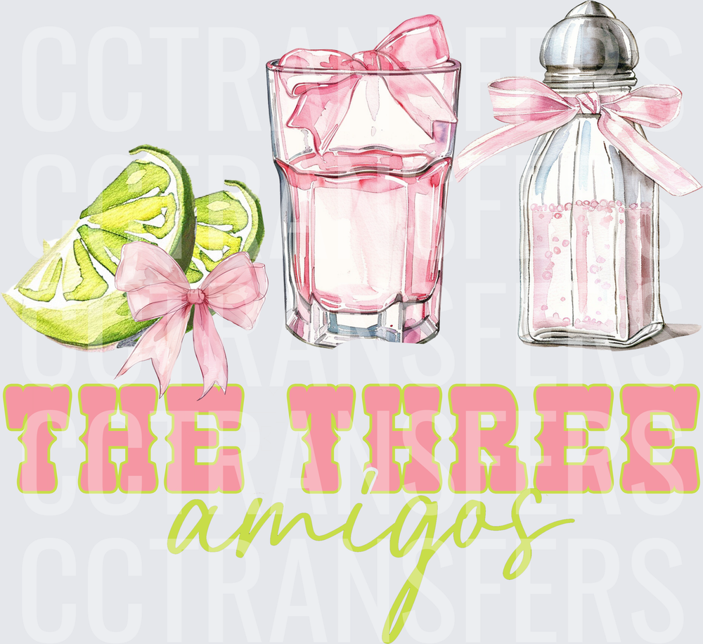 The Three Amigos Lime Shot Salt Shaker Pink Bows (DTF)