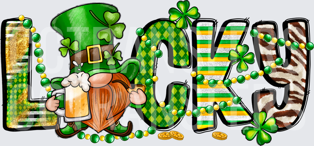 Lucky Gnome St. Patrick's Day Beads Shamrock Beer (DTF)