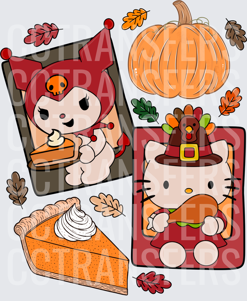 Thanksgiving Sanrio Kawaii Characters Polaroid Photos Fall (DTF)