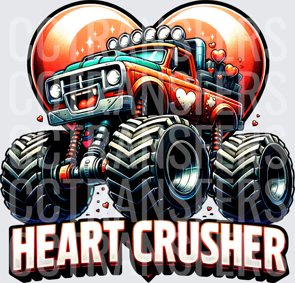 Heart Crusher Valentine Monster Truck with Fangs (DTF)