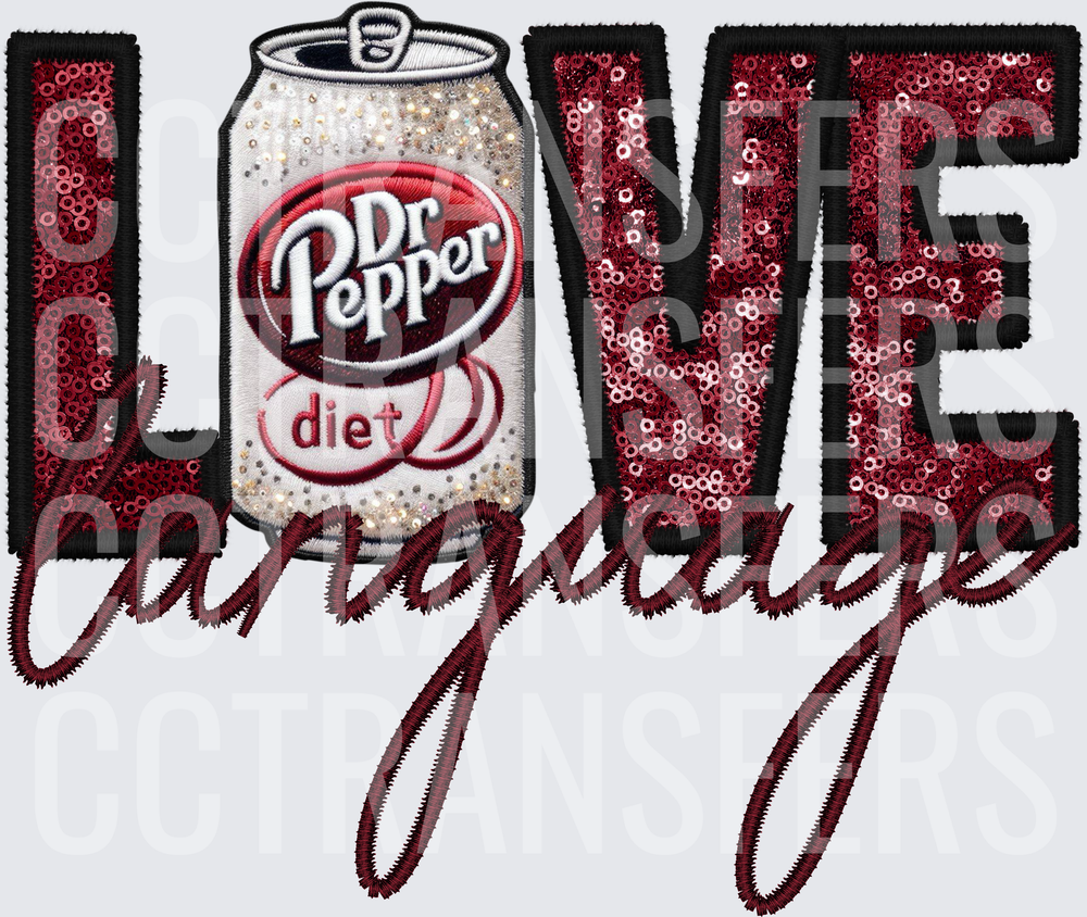 Love Every Day Sequin Soda Can Embroidery Design (DTF)