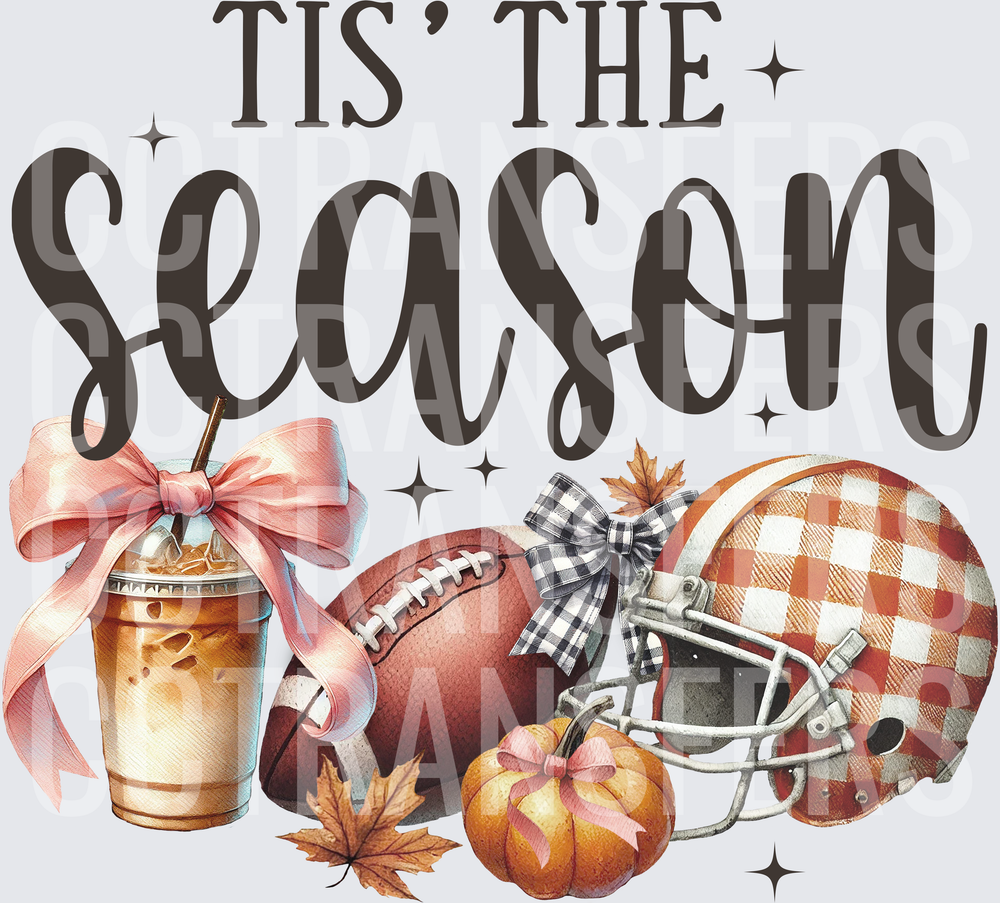 Tis The Season Fall Football Iced Coffee Pumpkin (DTF)