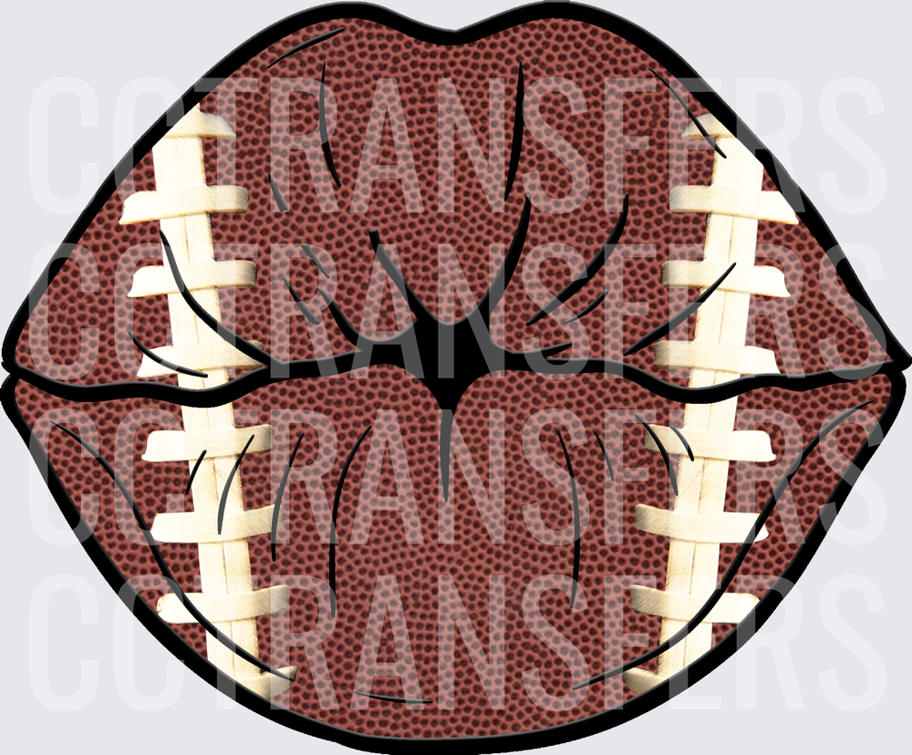 Football Texture Lips with Laces Kiss (DTF)