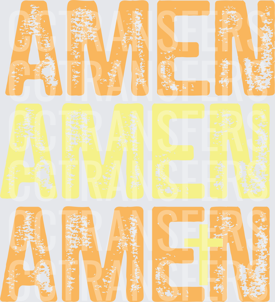 Amen Amen Amen Distressed Cross Faith Design (DTF)