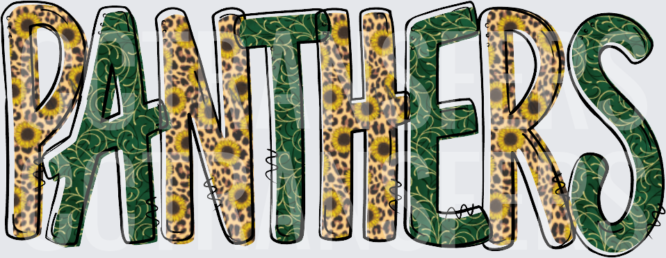 Panthers Sunflower Leopard Print Bold Letter Design (DTF)