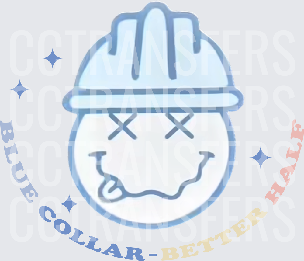 Blue Collar Better Half Hard Hat Smiley Face (DTF)