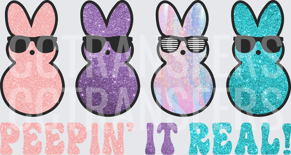 Peepin It Real Glitter Easter Bunny Sunglasses Squad (DTF)